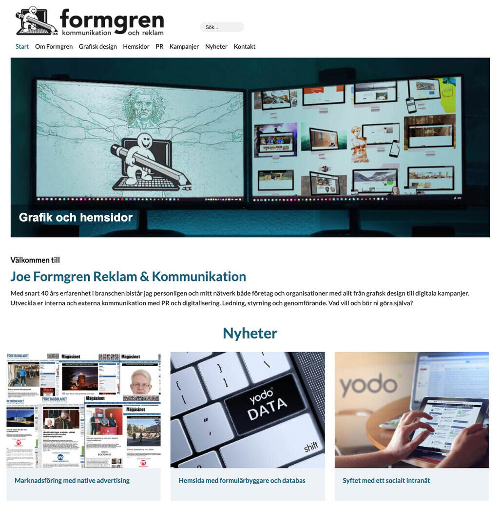 Joe Formgrens nya hemsida.